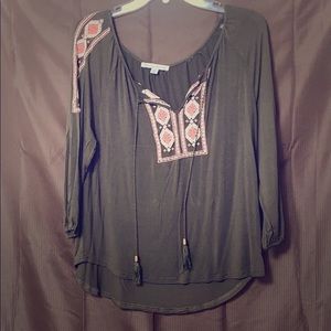Army Green Detailed Boutique Blouse